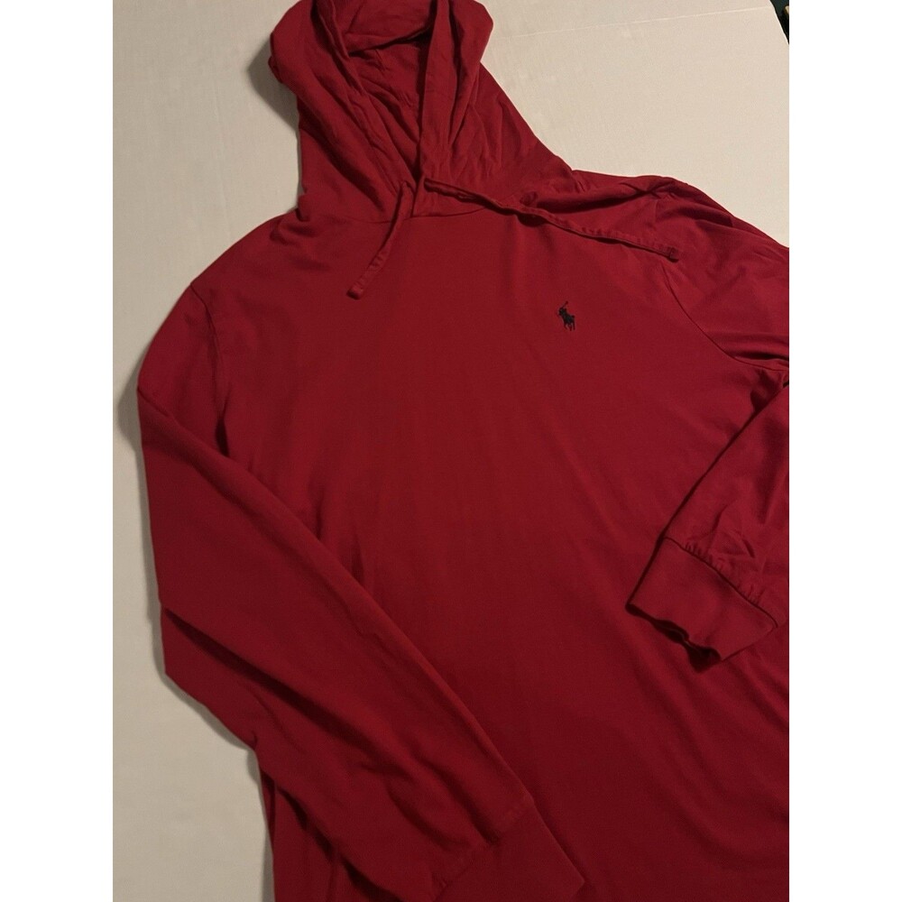 Polo Ralph Lauren Long Sleeve Lightweight Hoodie Shirt Red Men’s LARGE Preppy